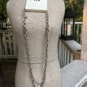 NEW - Multi Chain Link Silver w/Gold Necklace